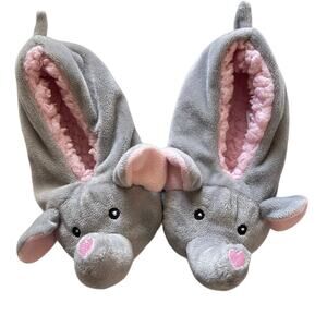 Elephant New Pink and Grey Slippers Girls Size 13-1 No Tags Plush